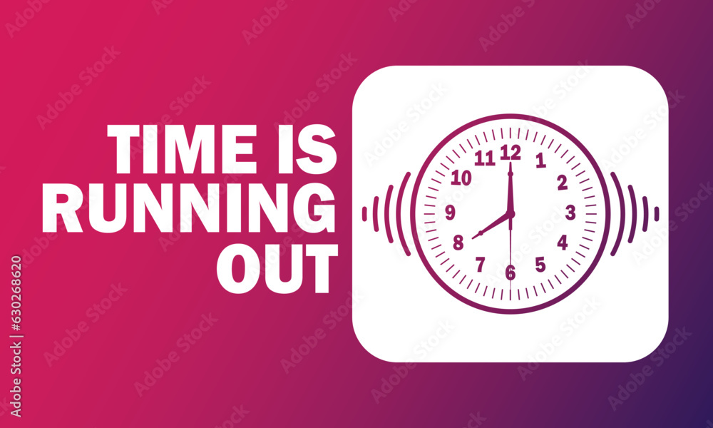 Time is Running Out Clock Deadline Ending Soon vector illustration with clock icon over pink gradient background Time is Running Out Clock Deadline Ending Soon vector illustration with clock icon over pink gradient background