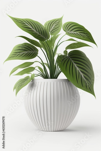 houseplant in pot isolated white background, interior design, botanical concept. Generative AI photo