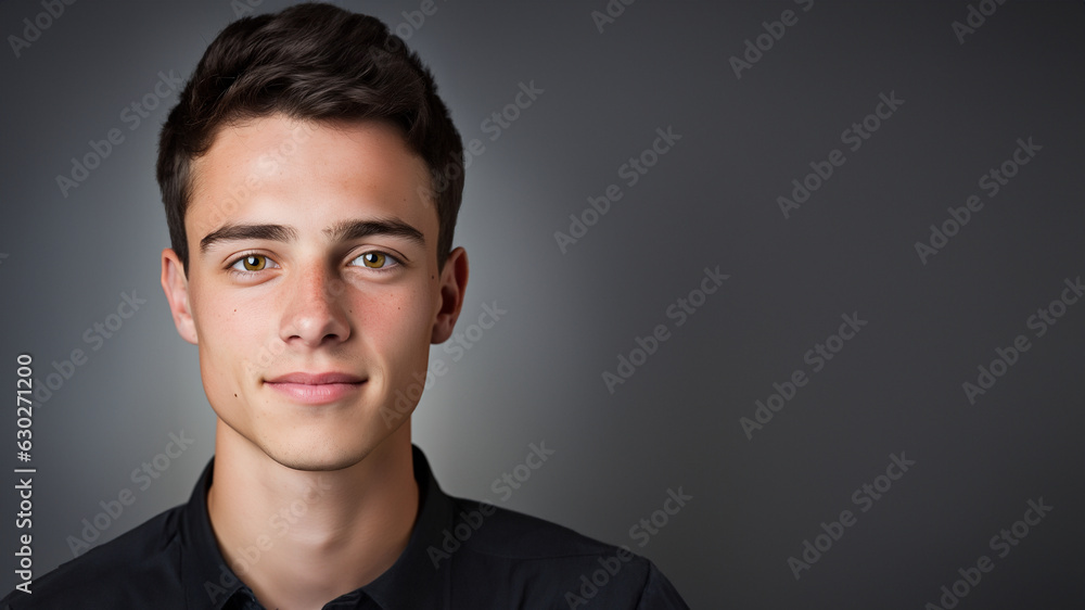 Fototapeta premium Hübscher junger Mann lächelt Porträt, ai generativ