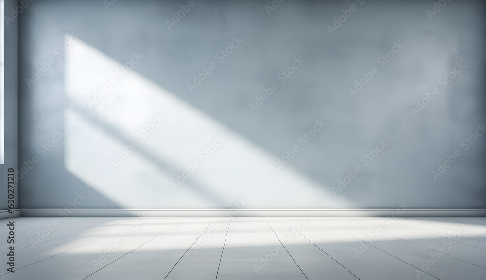 Minimal abstract light blue background for product presentation. Shadow and light from windows on plaster wall. AI generated. Minimal abstract light blue background for product presentation. Shadow and light from windows on plaster wall. AI generated.
