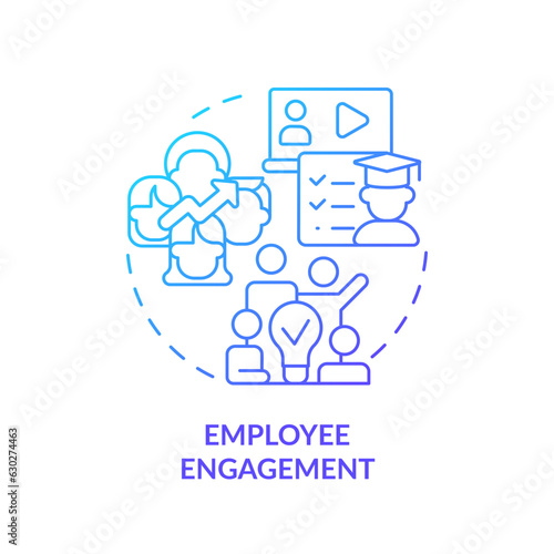 Blue gradient employee engagement icon concept, isolated vector, sustainable office thin line illustration.