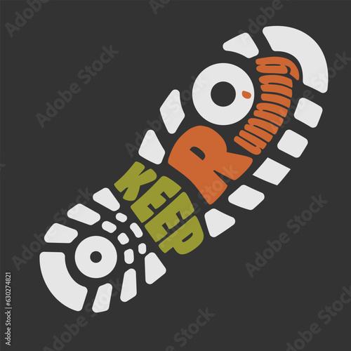 Running symbol with Sport Shoe Print. Vector illustration