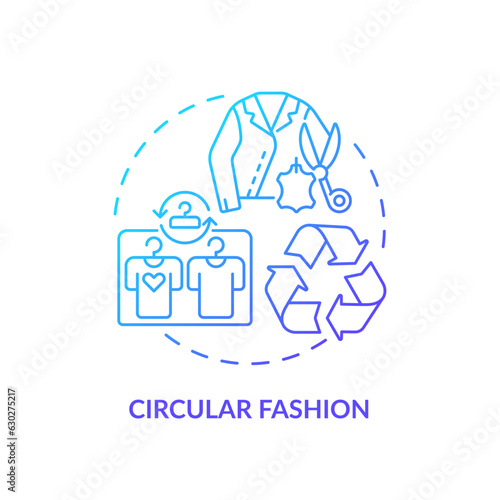 Blue gradient circular fashion icon concept, isolated vector, sustainable office thin line illustration.