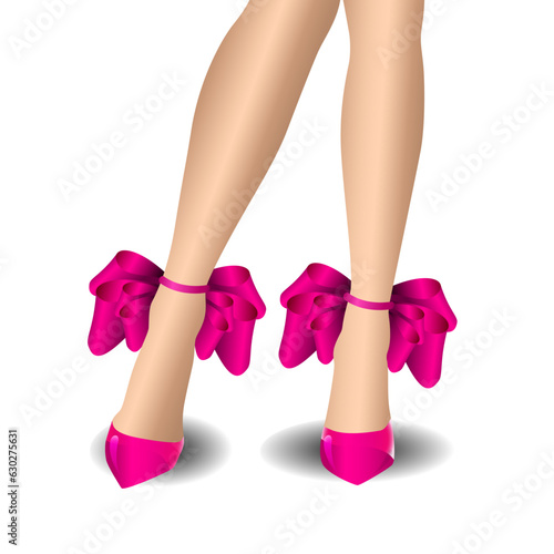 legs in pink shoes