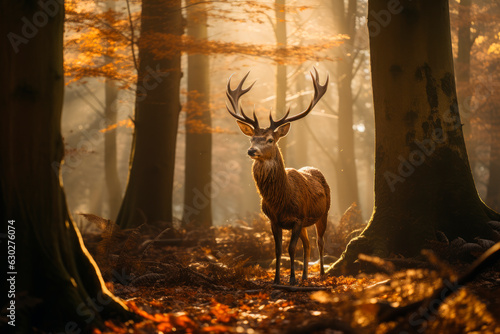 Deer with a big horns, king of the forest