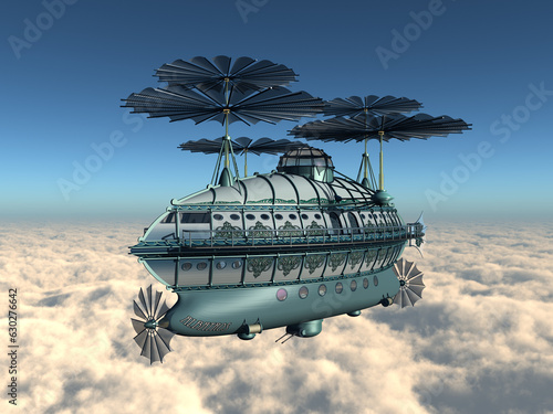 Fantasie Luftschiff über den Wolken