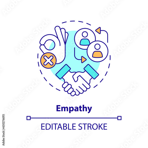 Empathy multi color concept icon. Customer understanding. Building rapport. Emotional intelligence. Sales success. Round shape line illustration. Abstract idea. Graphic design. Easy to use