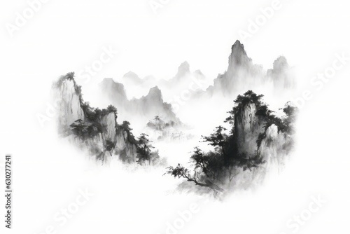 水墨画風景,Generative AI AI画像