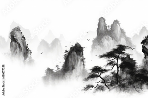 水墨画風景,Generative AI AI画像