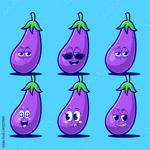 vector cartoon emojis of eggplant