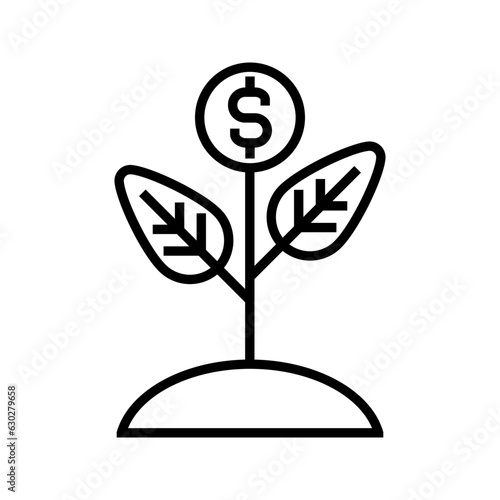 plant with money, illustration of investment profit icon vector