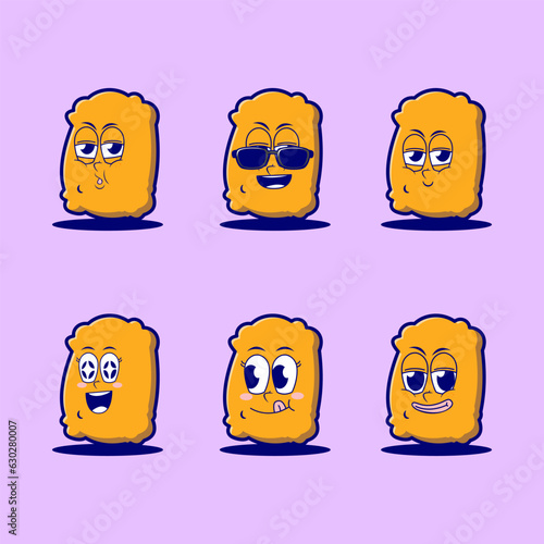 vector cartoon emojis of nugget