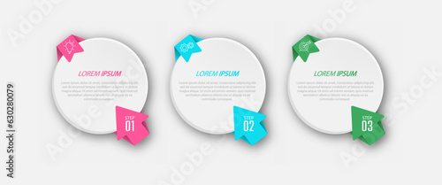 nfographics. 3 stages of development, marketing, workflow or plan. Business strategy with icons