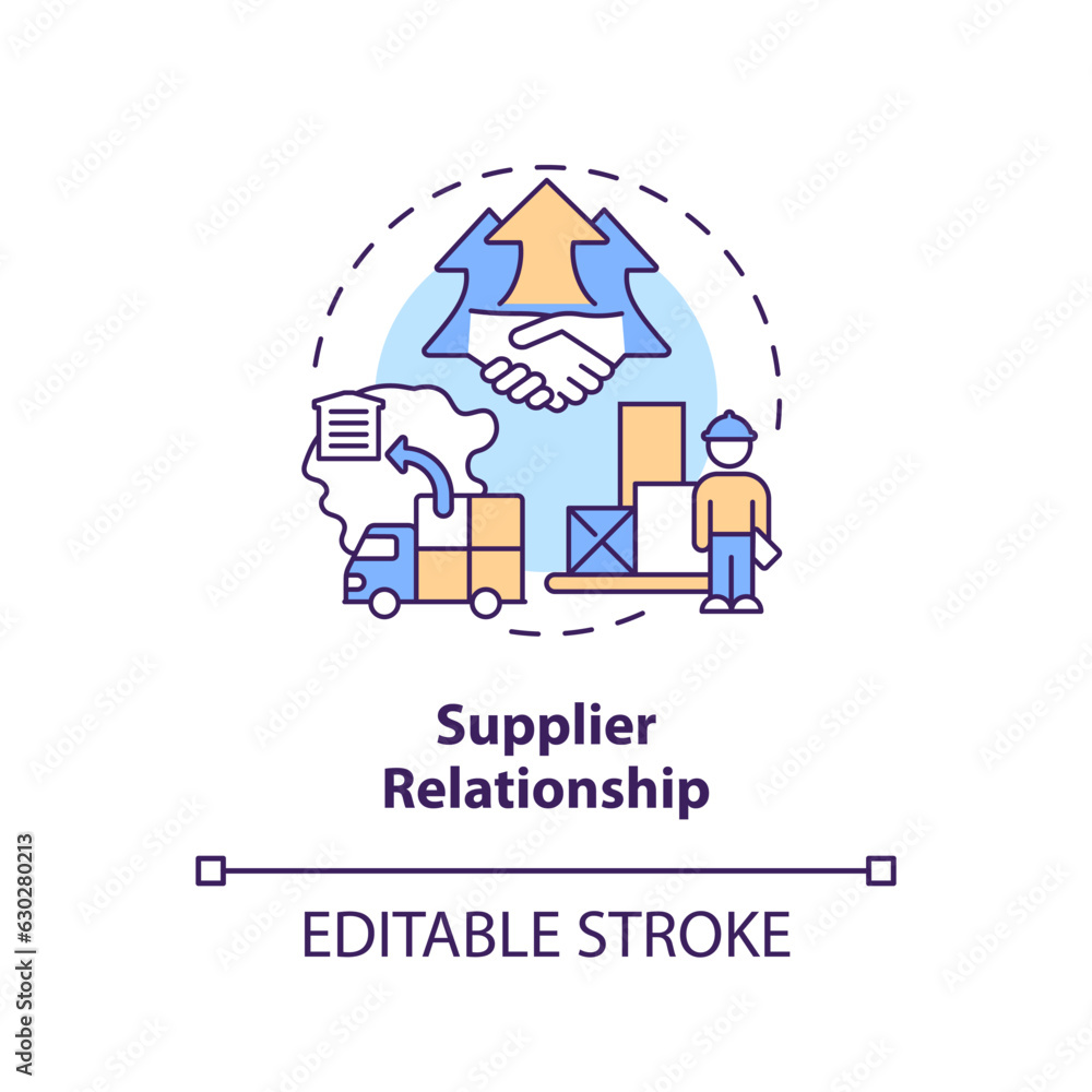 2D editable supplier relationship thin line icon concept, isolated vector, multicolor illustration representing overproduction.