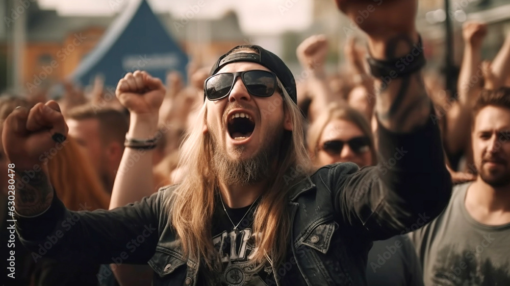 rock or heavy metal fan at festival rock or heavy metal fan at festival