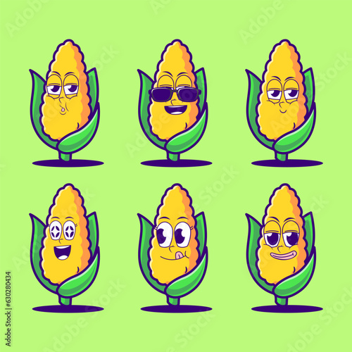 vector cartoon emojis of corn