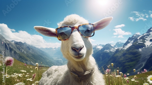 Happy Cow Wearing Sunglasses in Alps © Asad