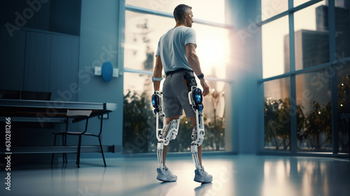  Hospital Physical Therapy Rehabilitation of a Patient with Futuristic Robot Legs