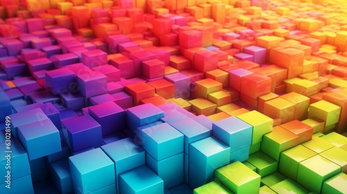 Rainbow Cubes. Modern Graphic Illustration. AI Generative