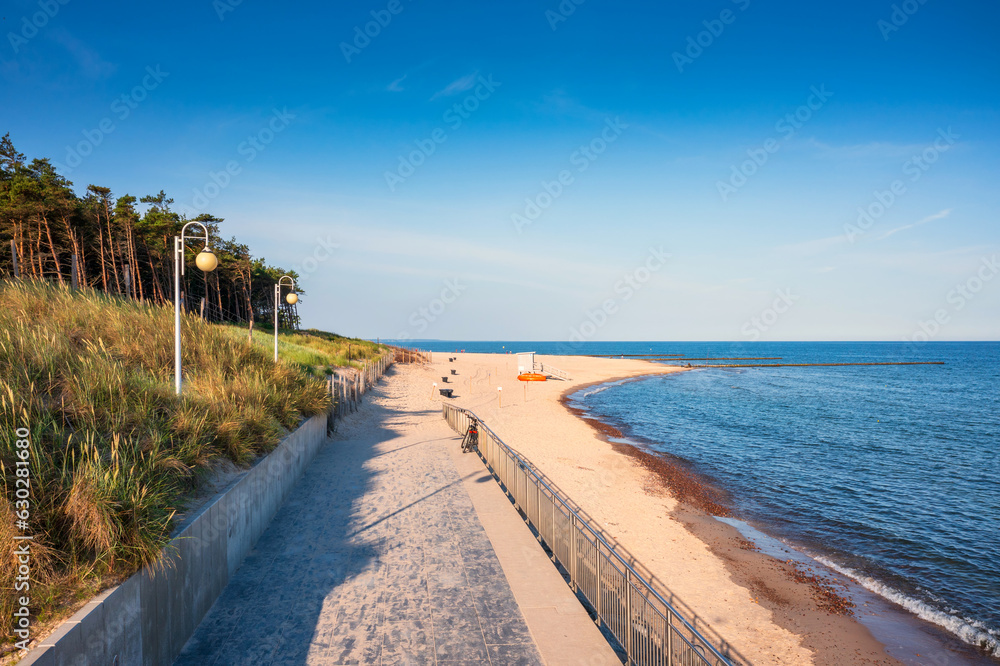 Beautiful scenery of the summer beach at Baltic Sea in Rowy, Poland.
