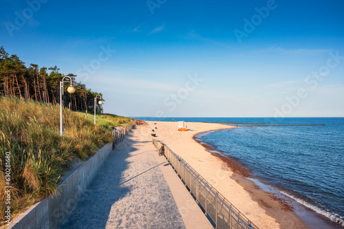 Beautiful scenery of the summer beach at Baltic Sea in Rowy  Poland.