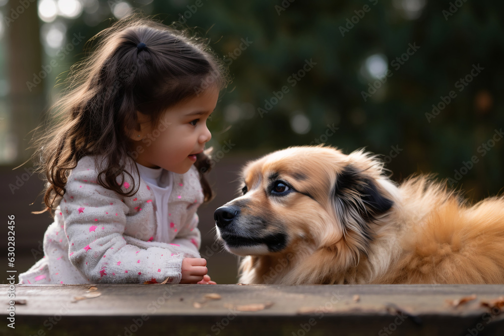 little girl and corgi dog photo 