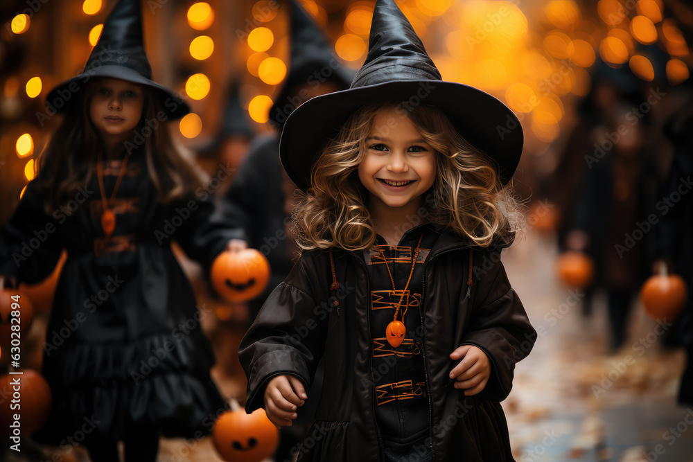 Dzieci w przebraniach halloween, wygenerowane przez AI Stock ...