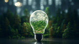 Light Bulb With Green Eco City  Renewable Energy Concept