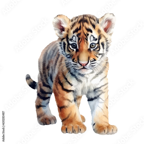 tiger in watercolor style illustration  generative AI