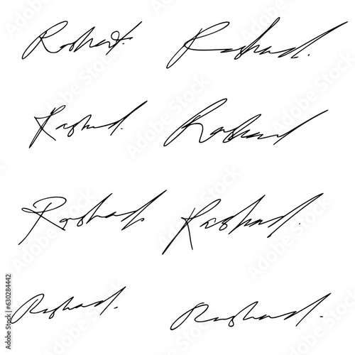Personal Signature Ideas For Documents. Transparent Background Vector Set. photo