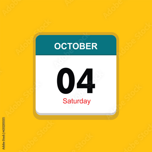 saturday 04 october icon with yellow background, calender icon photo