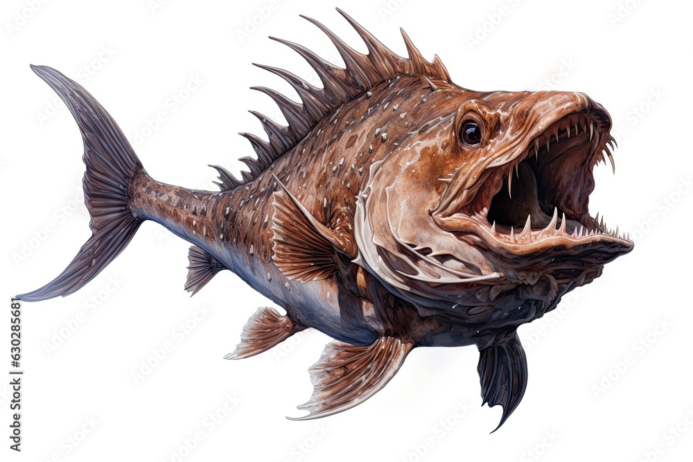 common fangtooth Anoplogaster is deep-sea-dwelling fish. Anoplogaster ...
