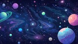 Cute planets and moons wallpaper, child background space exploration