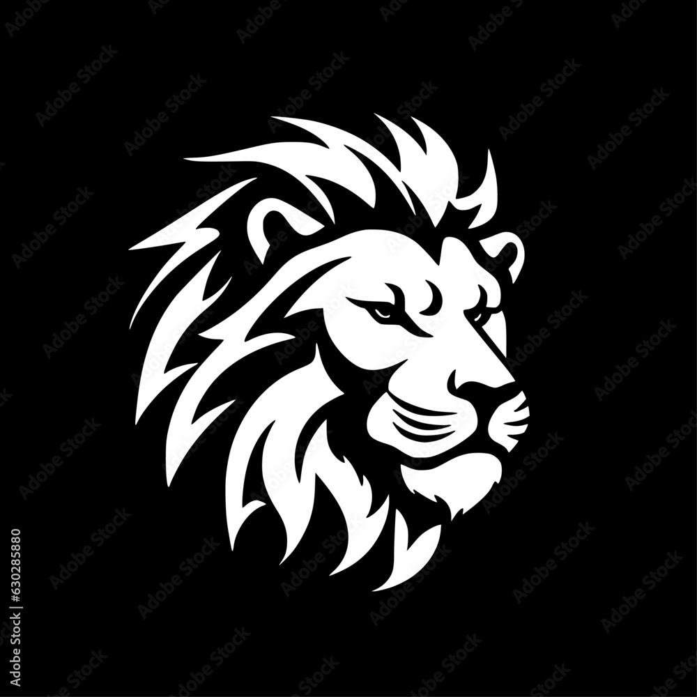 Fototapeta premium Lion - Black and White Isolated Icon - Vector illustration