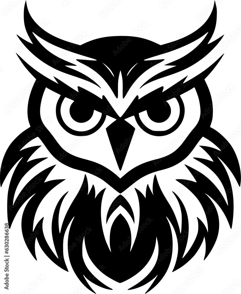 Owl | Black and White Vector illustration