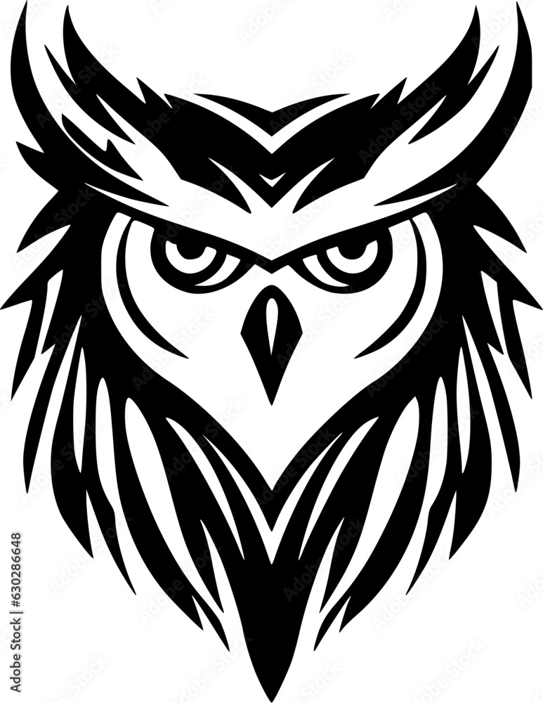 Owl - Black and White Isolated Icon - Vector illustration