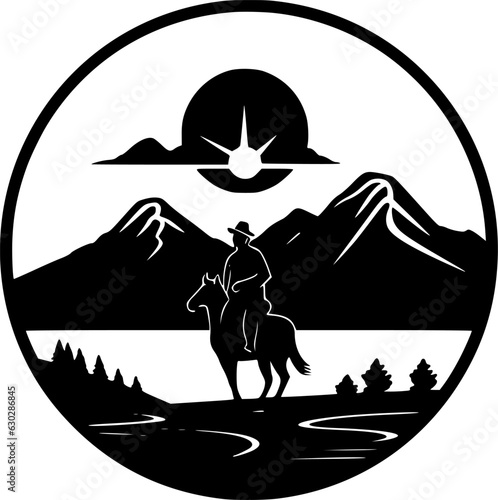 Western - Black and White Isolated Icon - Vector illustration