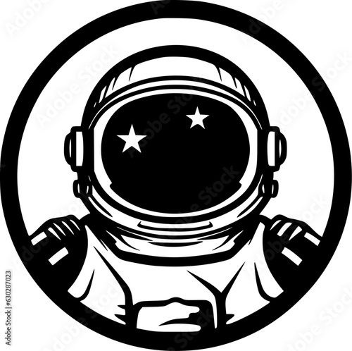 Astronaut - Black and White Isolated Icon - Vector illustration