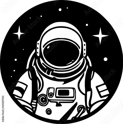 Astronaut - Black and White Isolated Icon - Vector illustration