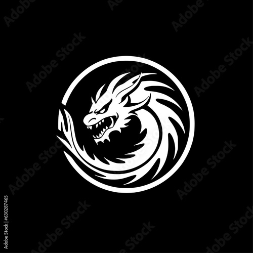 Dragon - Black and White Isolated Icon - Vector illustration
