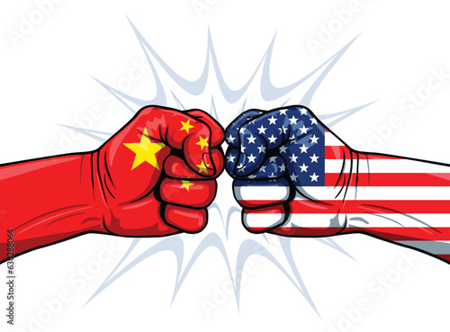usa china tension conflict punching fists