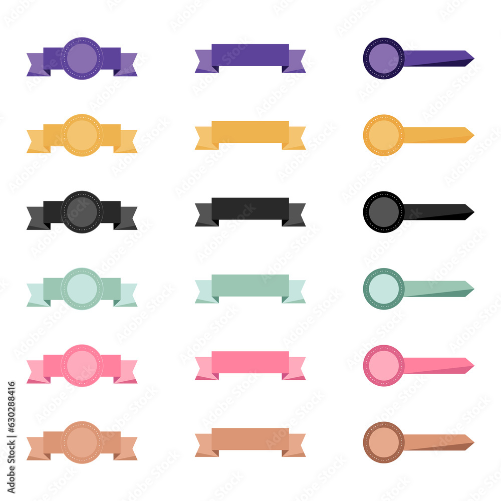 A collection of labels of different colors and shapes.