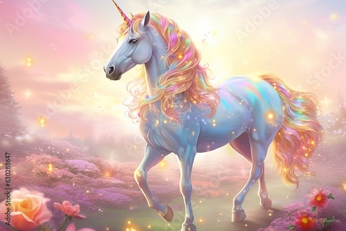 Beautiful unicorn with light colors. 