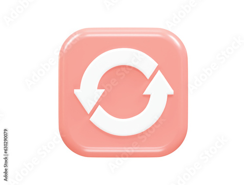 Refresh icon 3d rendering vector element