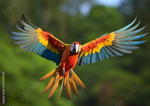 Flying macaw, beautiful bird.  © MstAsma