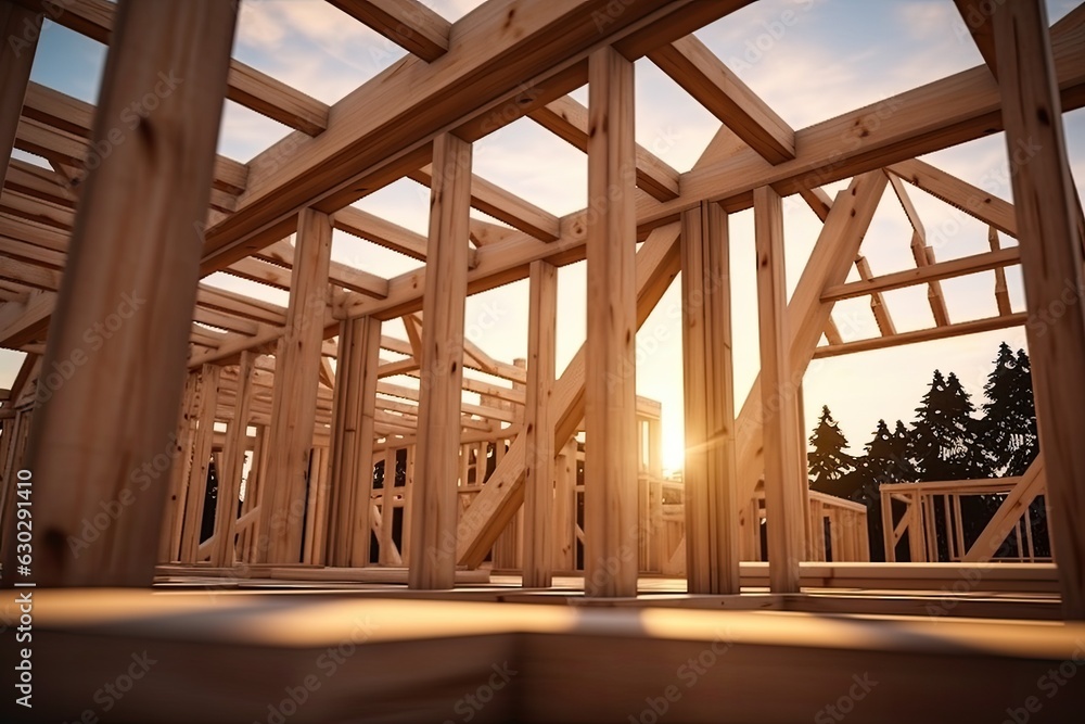 New framing construction of house, ai generated New framing construction of house, ai generated