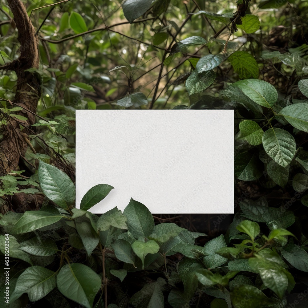 Blank business card on green leaves background. Blank business card on green leaves background.