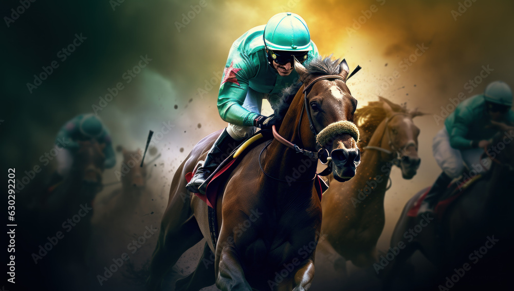 Jockey Rider on Horse Racing. Speeding Towards Success in Equestrian Sport. Action Packed Competition on Turf Track. Gambling, Betting, and Thrills Await. Jockey Rider on Horse Racing. Speeding Towards Success in Equestrian Sport. Action Packed Competition on Turf Track. Gambling, Betting, and Thrills Await.