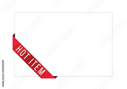 Hot item red vector banner illustration isolated on white background.