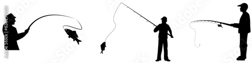 Fisherman icon vector set. Fishing illustration sign collection. fishing rod symbol. Fish logo.